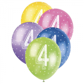 Age 4 Birthday Latex Balloons 12"