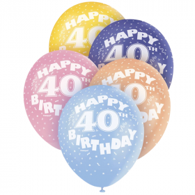 Age 40 Birthday Latex Balloons 12"