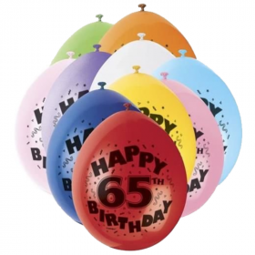 Happy 65th Birthday Latex Balloons 9"