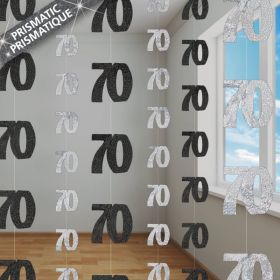 70th Birthday Anniversary String Glitz Blue Hanging Party Supply Decorations 