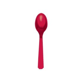 20 Apple Red Plastic Spoons