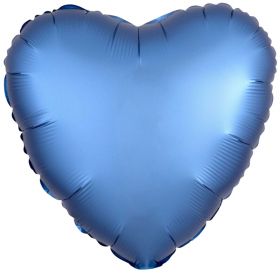 Azure Blue Heart Sateen Foil Balloon 17"