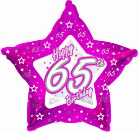 Pink Stars Foil Balloon Age 65