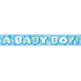 A Baby Boy Prism Blue Foil Banner 3.65m