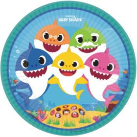 8 Baby Shark Party Plates 