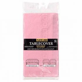 Baby Pink 3 Ply Paper Tablecover with Plastic Lining