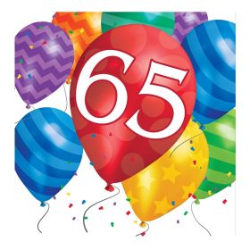 16 Balloon Blast Age 65 Napkins