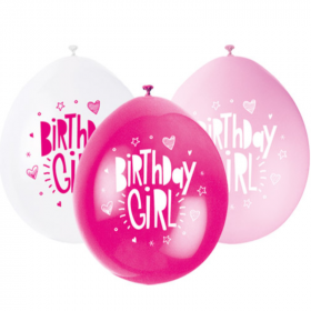 Happy Birthday Girl Latex Balloons 9"