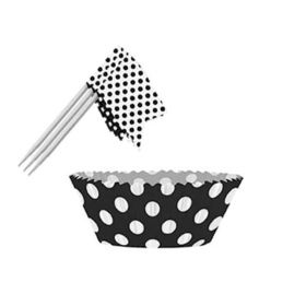 Midnight Black Polka Dot Cupcake Kit, 24pc