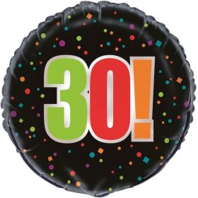 Black 30th Birthday Foil Balloon 18"
