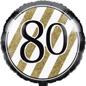 Black & Gold Age 80 Foil Balloon 18"