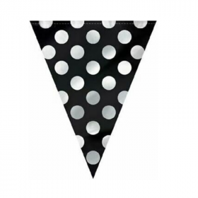 Midnight Black Polka Dot Flag Banner 3.65m