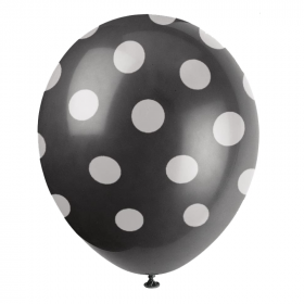 Black Polka Dot Latex Balloons 12"