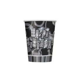 8 Black Glitz Paper Party Cups