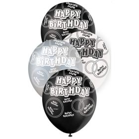 Black Age Happy Birthday Latex Balloons