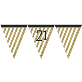 Black & Gold Age 21 Flag Bunting
