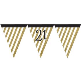 Black & Gold Age 21 Flag Bunting