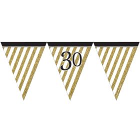 Black & Gold Age 30 Flag Bunting 3.7m