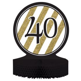 Black & Gold Age 40 Centrepiece Table Decoration