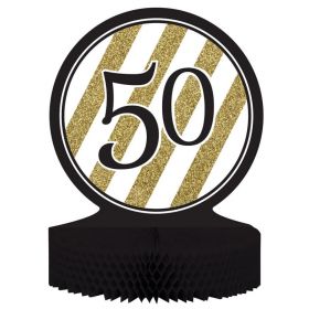 Black & Gold Age 50 Centrepiece Table Decoration