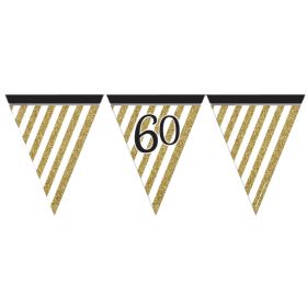 Black & Gold 60th Birthday Flag Bunting