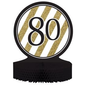  Black & Gold Age 80 Centrepiece Table Decoration