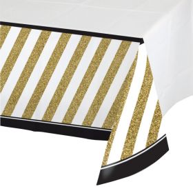 Black & Gold Party Tablecover 1.37m x 2.59m