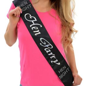 Black Hen Party Sash with Diamante Stones