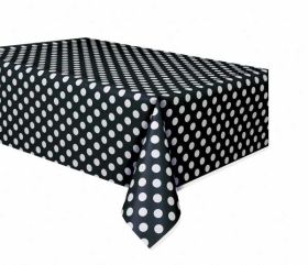 Midnight Black Polka Dot Party Tablecover