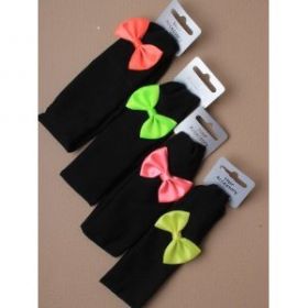 Black Fabric Bandeaux With Bright Neon Bow Motif