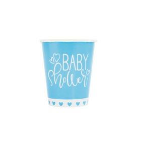 Blue Baby Shower Cups 270ml, pk8