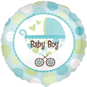 Blue Baby Boy Buggy Foil Balloon 18"