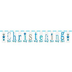 Christening Blue Bunting Party Banner 2.13m