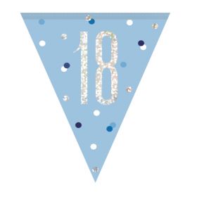 Glitz Blue 18th Birthday Flag Banner 2.74m