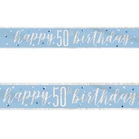 Glitz Blue 50th Birthday Foil Banner