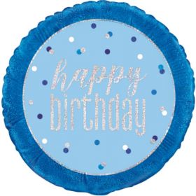 Glitz Blue Happy Birthday Foil Balloon 18"