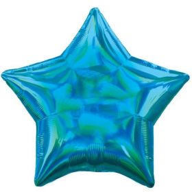 Blue Holographic Star Foil Balloon