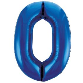 Blue Glitz Number Foil Balloon - 0