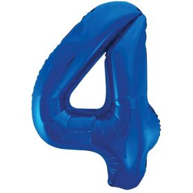 Blue Glitz Number Foil Balloon - 4