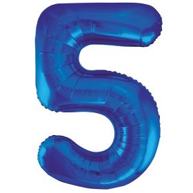 Blue Glitz Number Foil Balloon - 5