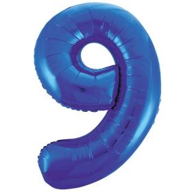 Blue Glitz Number Foil Balloon - 9