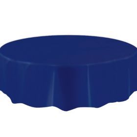 Navy Blue Round Plastic Tablecover