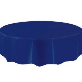 Navy Blue Round Plastic Tablecover