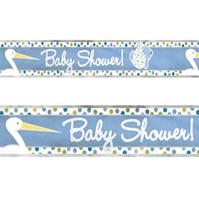 Blue Baby Boy Stork Foil Banner