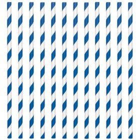 Bright Royal Blue Paper Straws, pk24