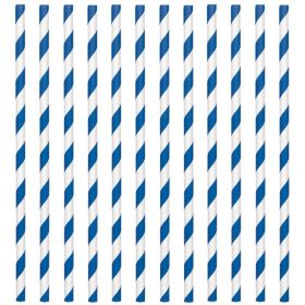 Bright Royal Blue Paper Straws, pk24