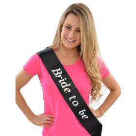 Black & Silver Bride to be Sash