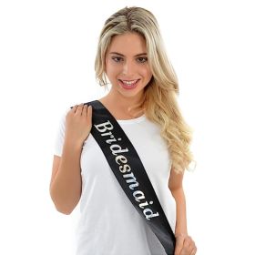 Black & Silver Bridesmaid Sash 