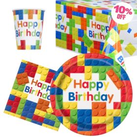 Building Blocks Party Tableware Pack for 8