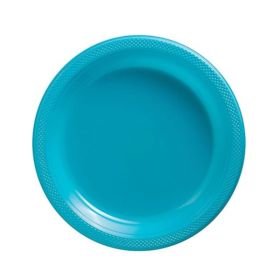 20 Caribbean Blue Plastic Dessert Party Plates